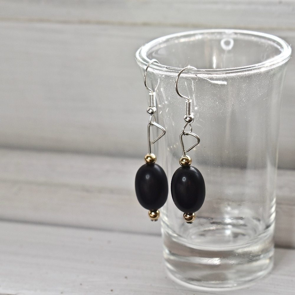 Dark Golden Beaded Earrings